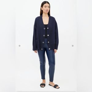 The Row Navy lamb skin leather skinny legging size 6